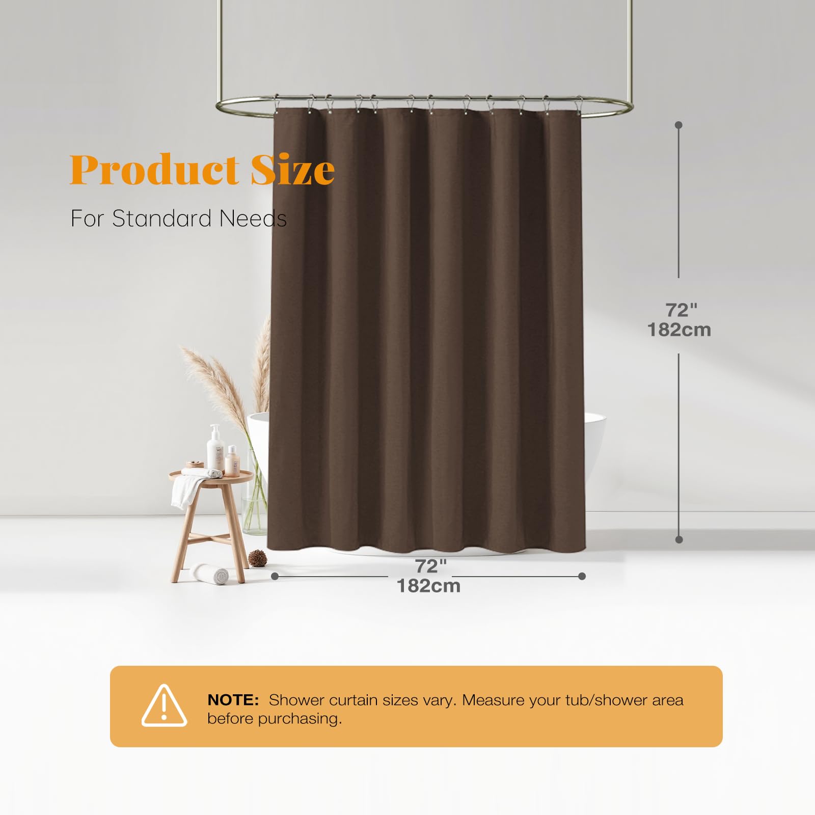 BTTN brown curtain adds hotel spa vibe to your bathroom.