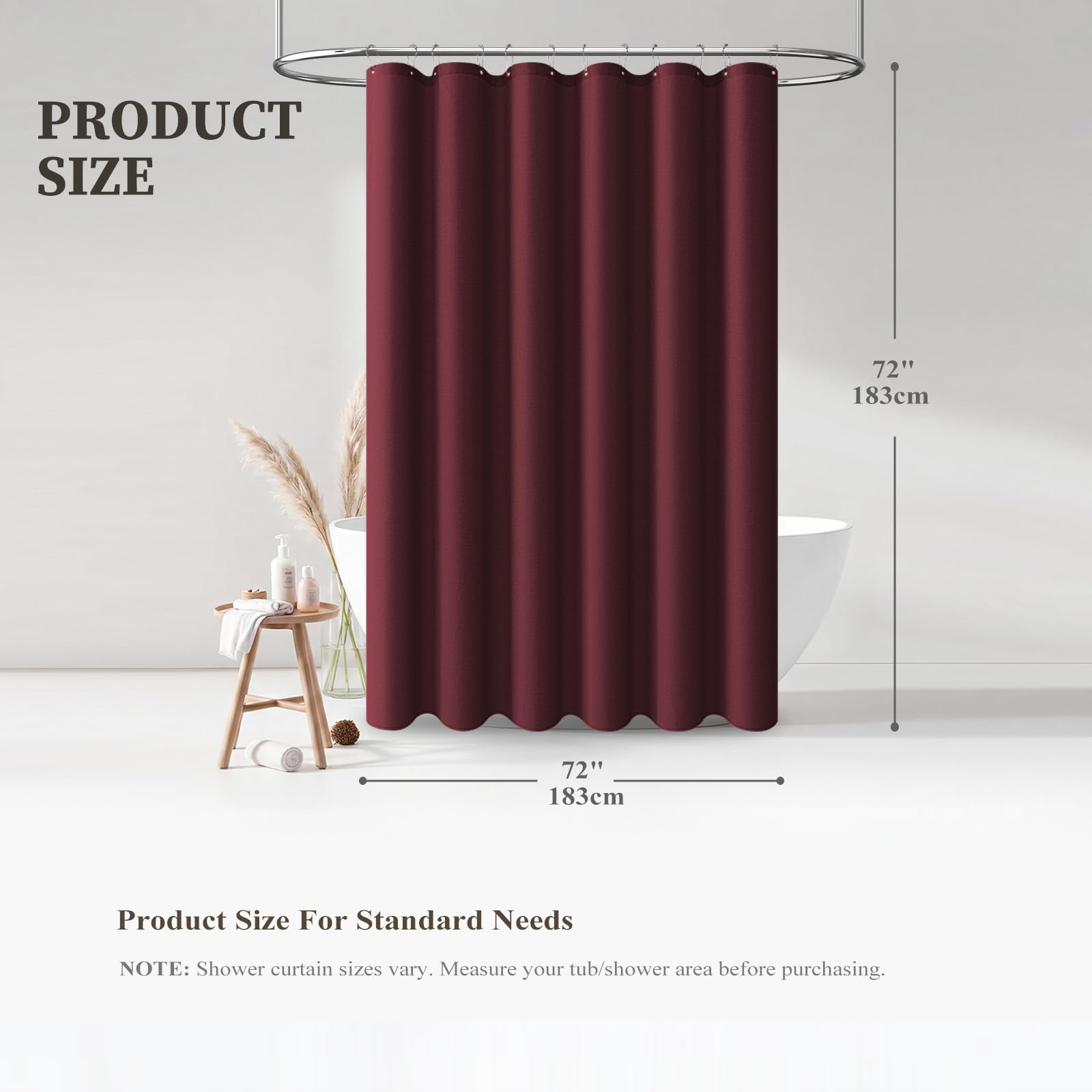 BTTN Burgundy curtain features dense weave for improved privacy and durability.
