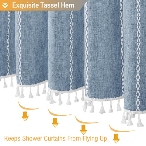 BTTN machine-washable curtain simplifies care for busy bathrooms.
