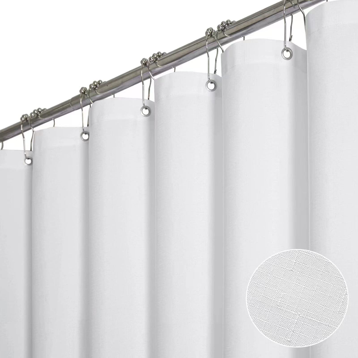 BTTN extra-long fabric shower curtain with linen texture for a hotel-like bathroom