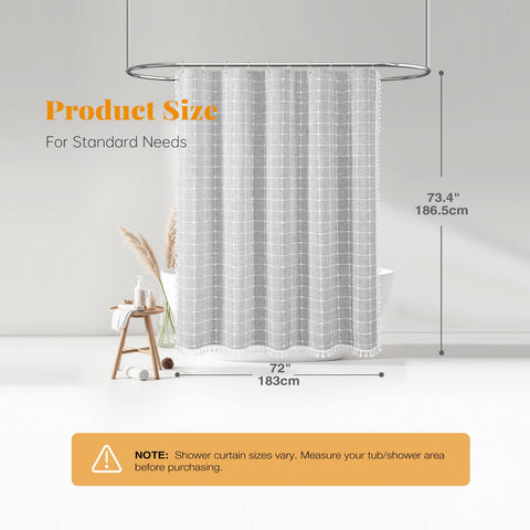 BTTN gray curtain set includes twelve hooks for setup
