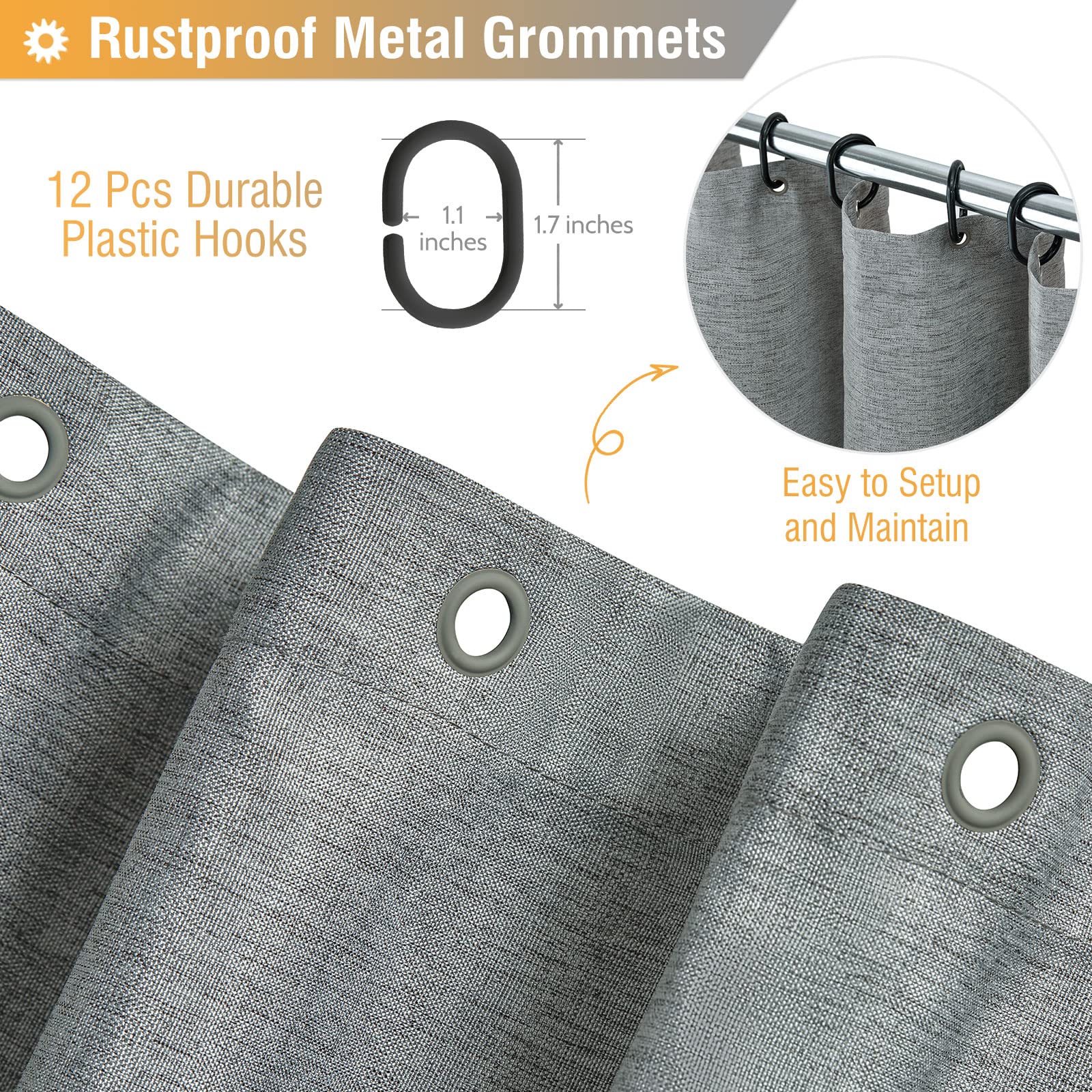 Water-repellent finish on BTTN curtain causes droplets to roll off