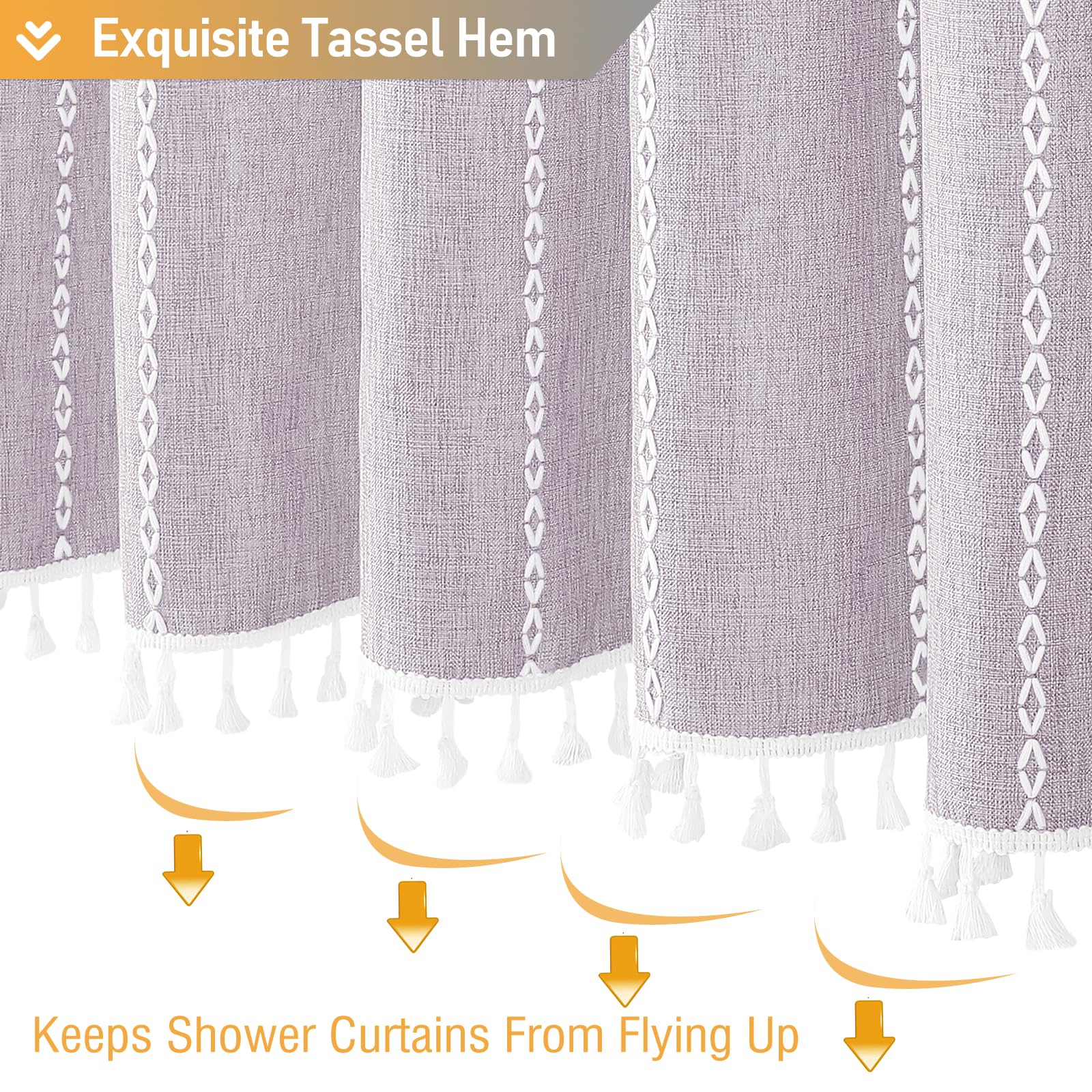 BTTN curtain packaged with 12 hooks for easy setup