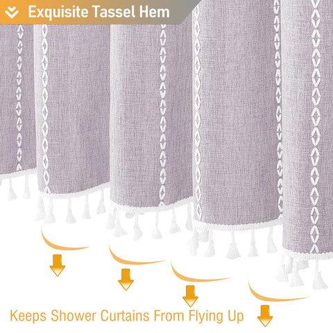 BTTN curtain packaged with 12 hooks for easy setup