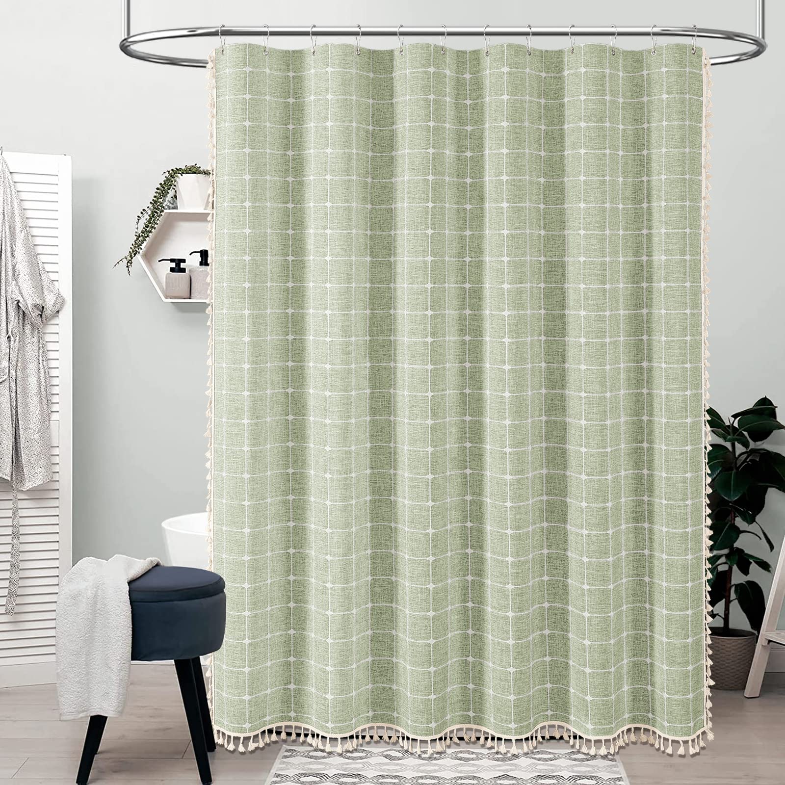 BTTN premium linen blend curtain in 330GSM softly drapes for a luxurious bath feel
