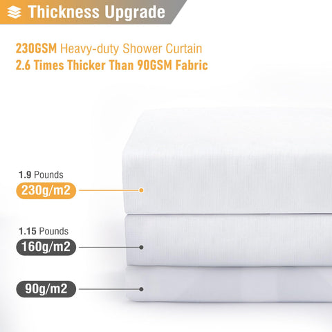 BTTN white curtain with 12 rust-proof grommets ready for setup
