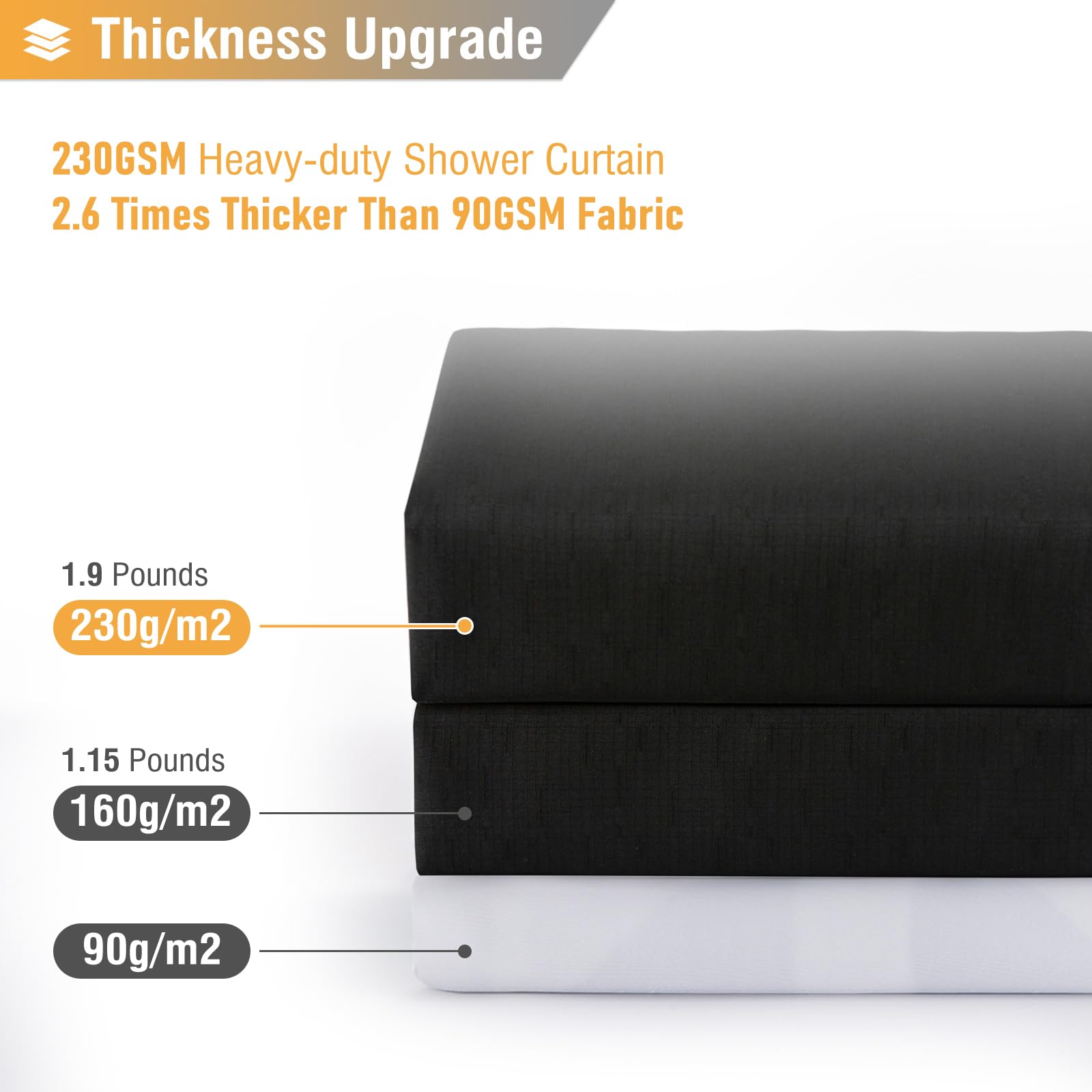 BTTN shower curtain with rust-proof grommets ensures dependable hanging.