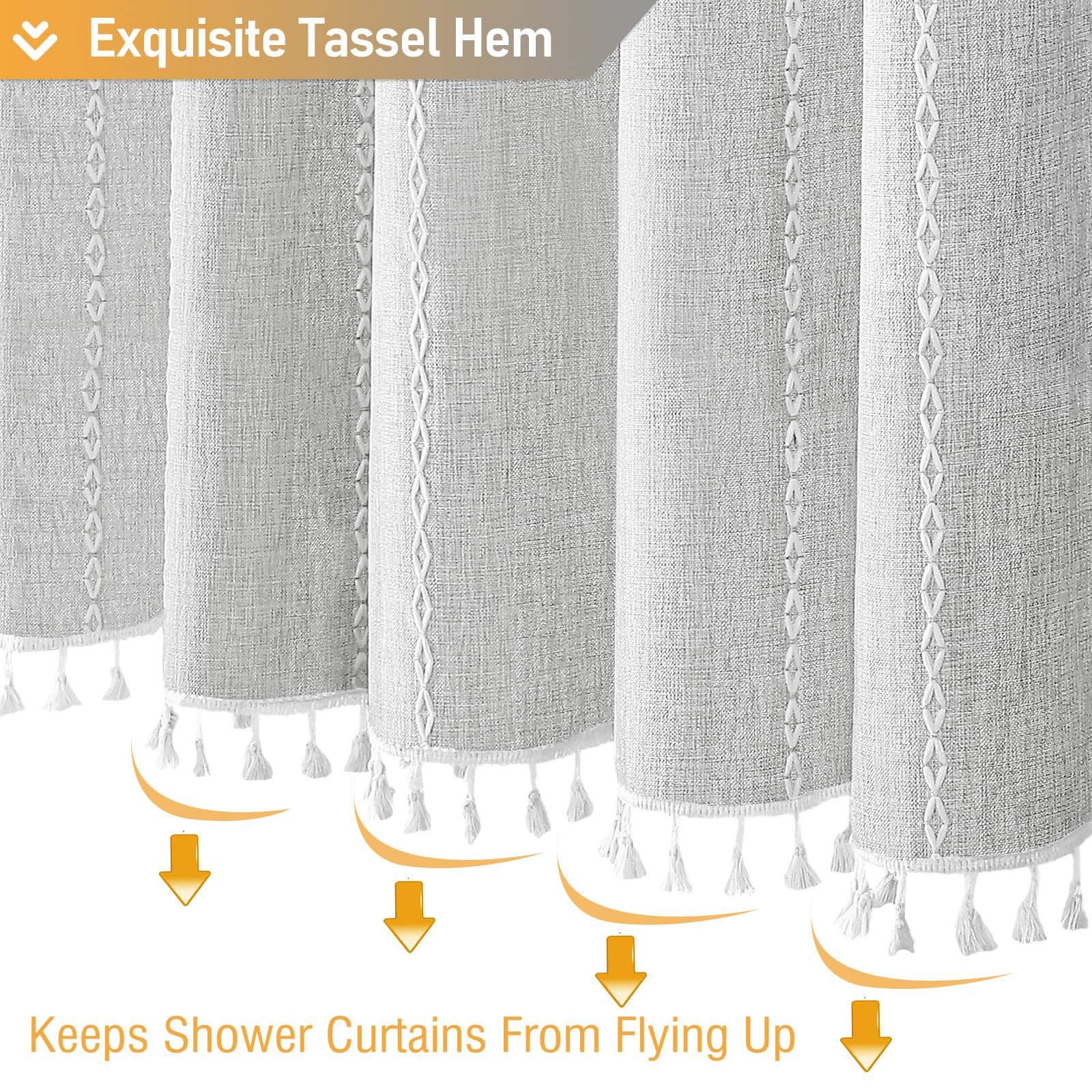 BTTN tassel trim on three sides adds movement and style.