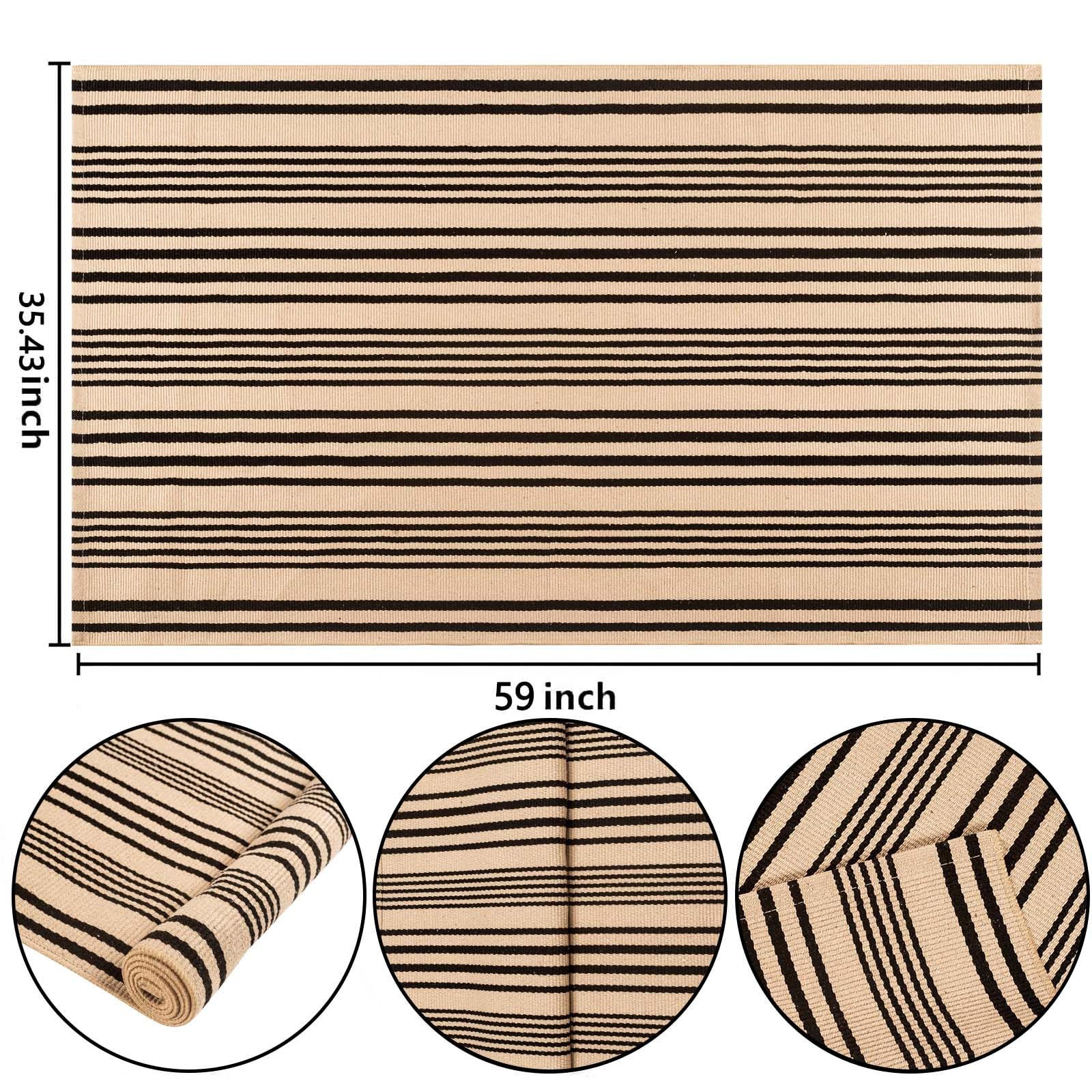 BUAGETUP hand-woven cotton rug offers soft texture and long-lasting color for indoor spaces