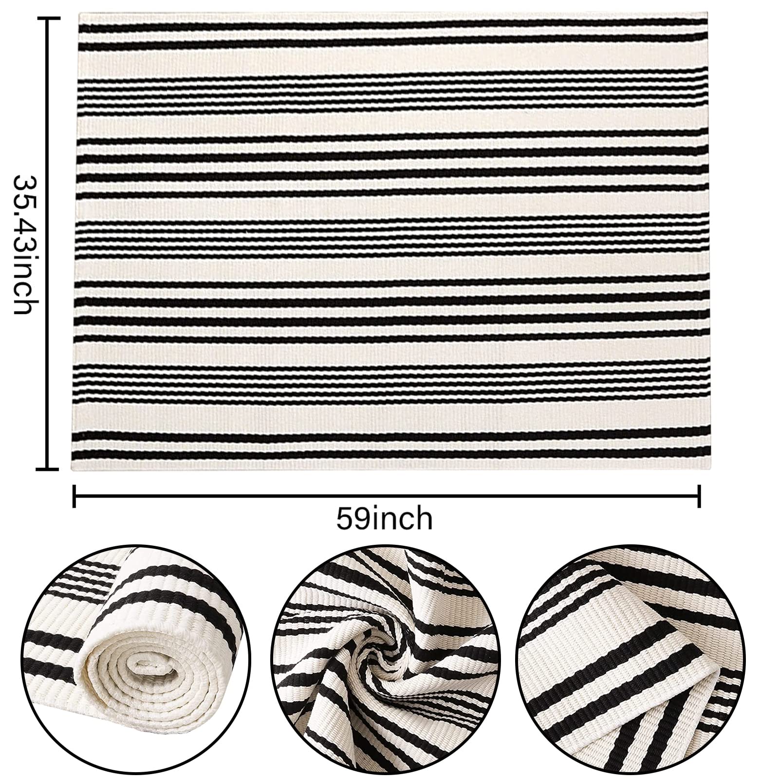 BUAGETUP striped weave detail outdoor rug ideal for porch or exterior decor.