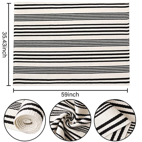 BUAGETUP striped weave detail outdoor rug ideal for porch or exterior decor.