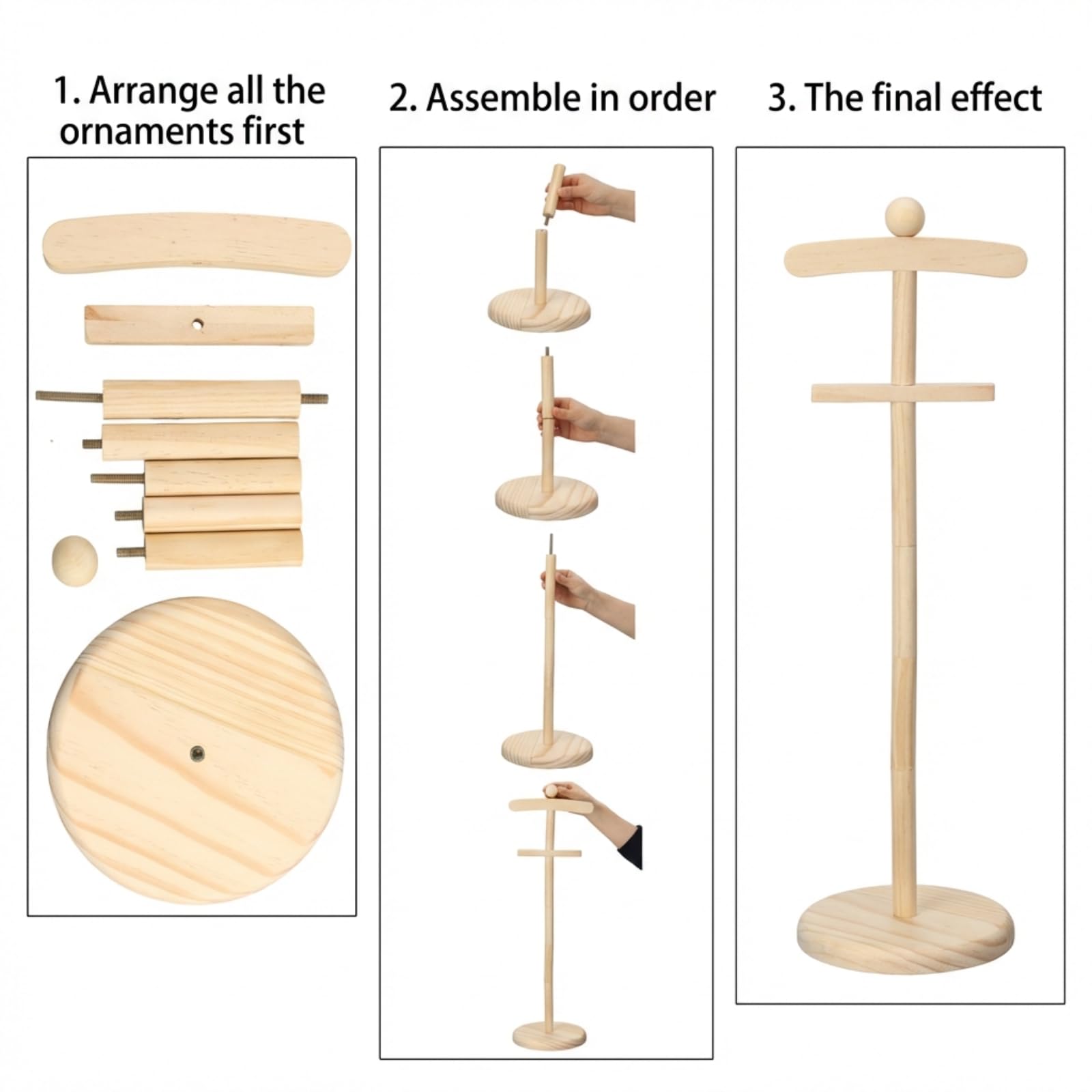 Bucherry wooden baby shower centerpiece enhances decor while displaying outfits.