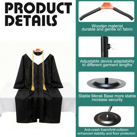 Bucherry wooden hanger on sturdy stand provides durable, waterproof support.