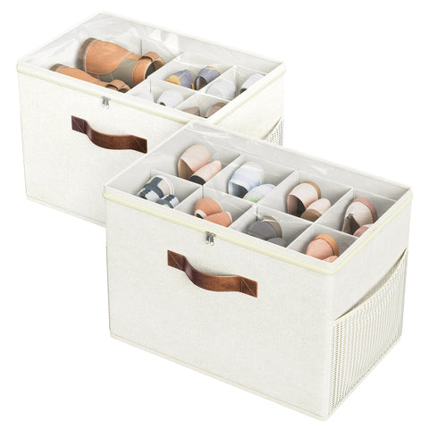 Budding Joy 2-pack shoe organizer in closet-ready beige with vertical storage.