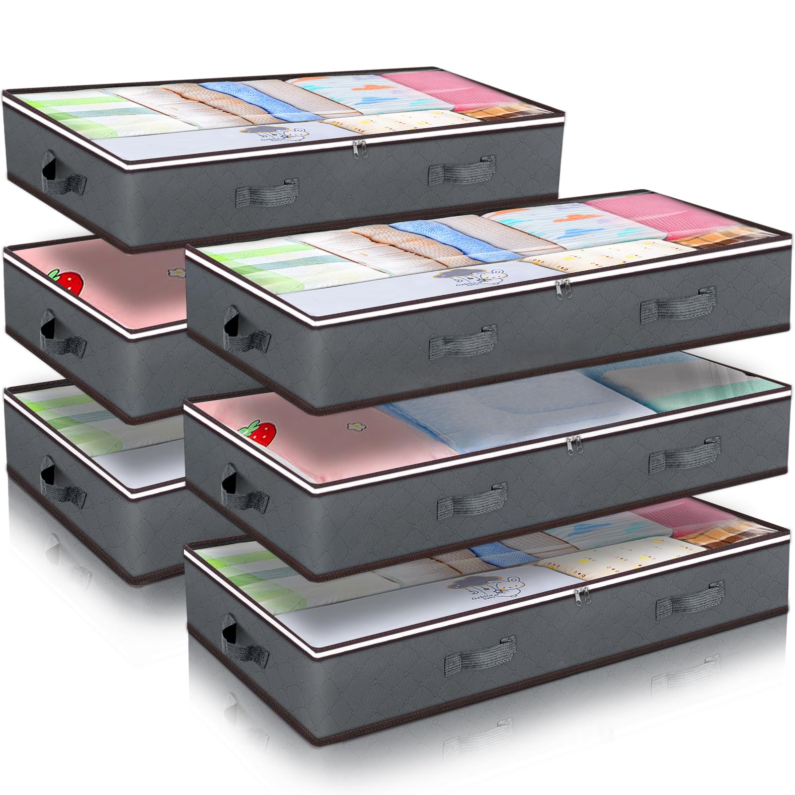 Budding Joy 90L under-bed storage with clear window for quick item location.