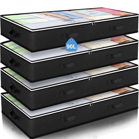 Budding Joy 90L under-bed storage container with clear window for quick item visibility.