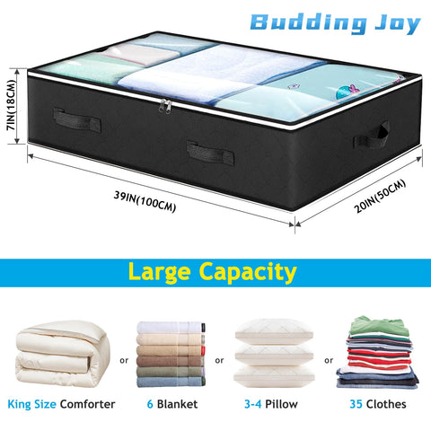 Reinforced handles on Budding Joy bags for easy pulling from under the bed.