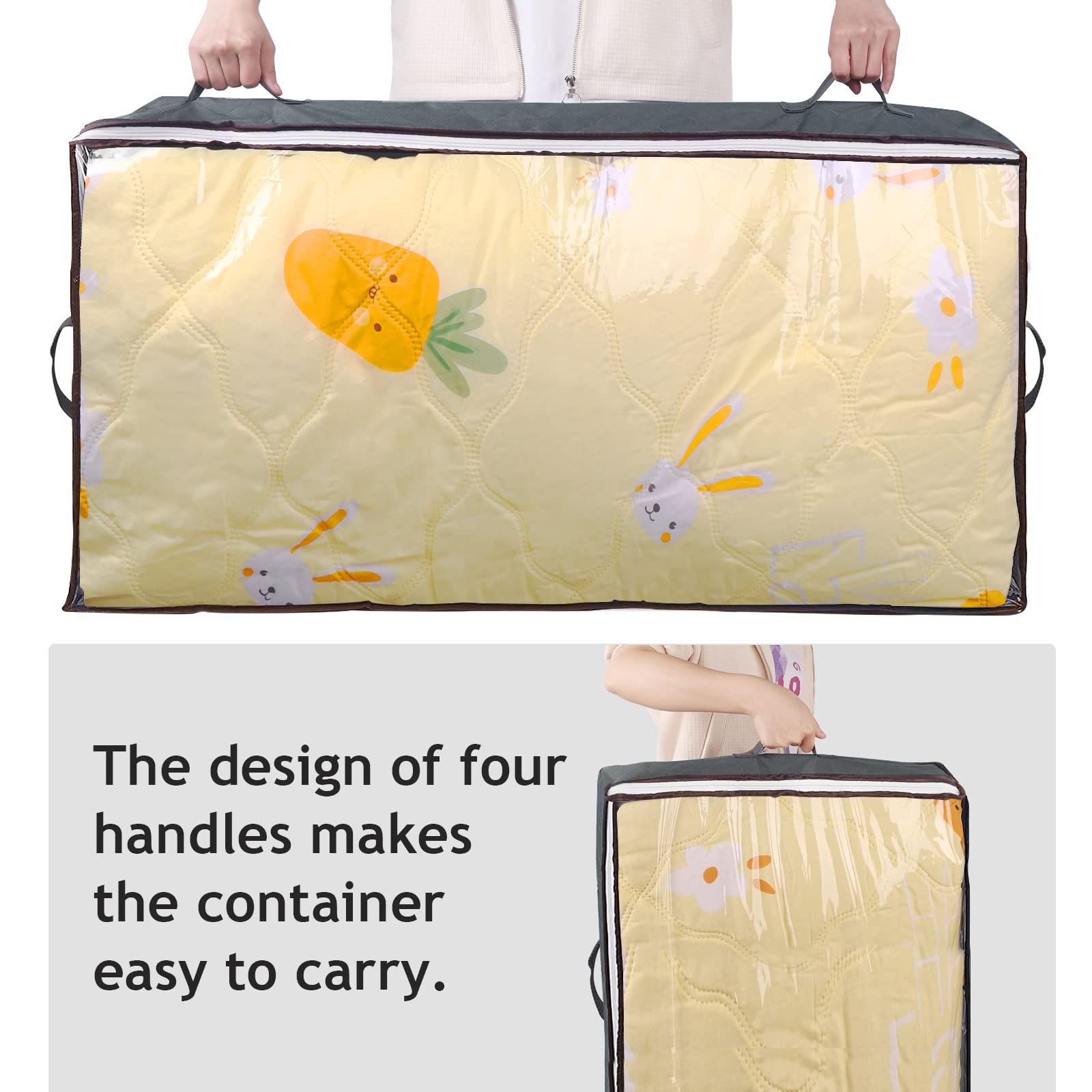 Budding Joy under-bed container uses sturdy fasteners to protect contents.