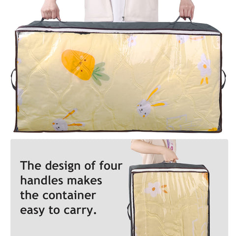 Budding Joy under-bed container uses sturdy fasteners to protect contents.
