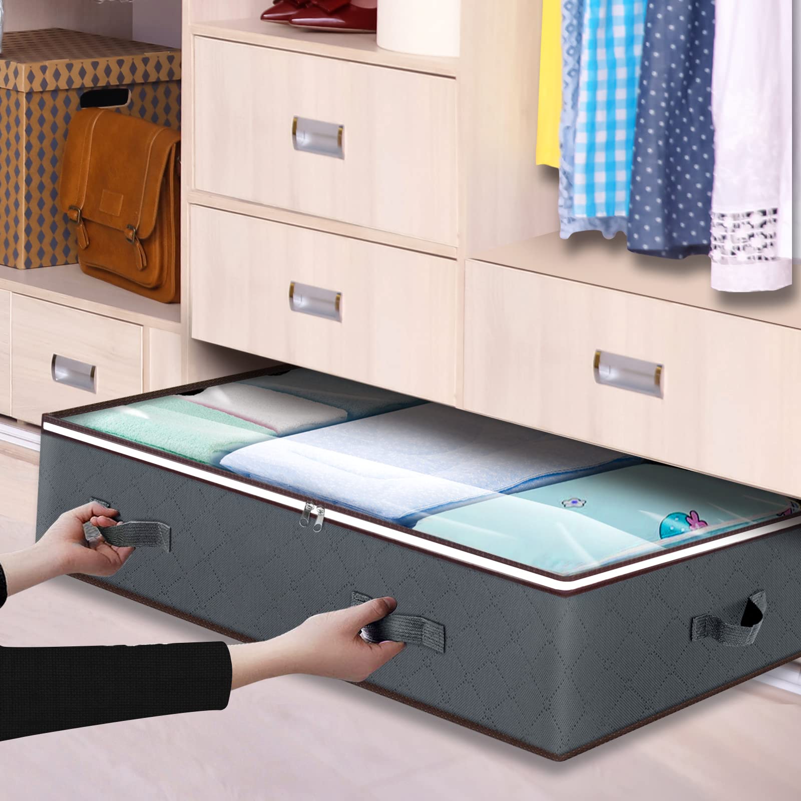 Budding Joy under-bed storage bin safeguarding soft items from dust and moisture