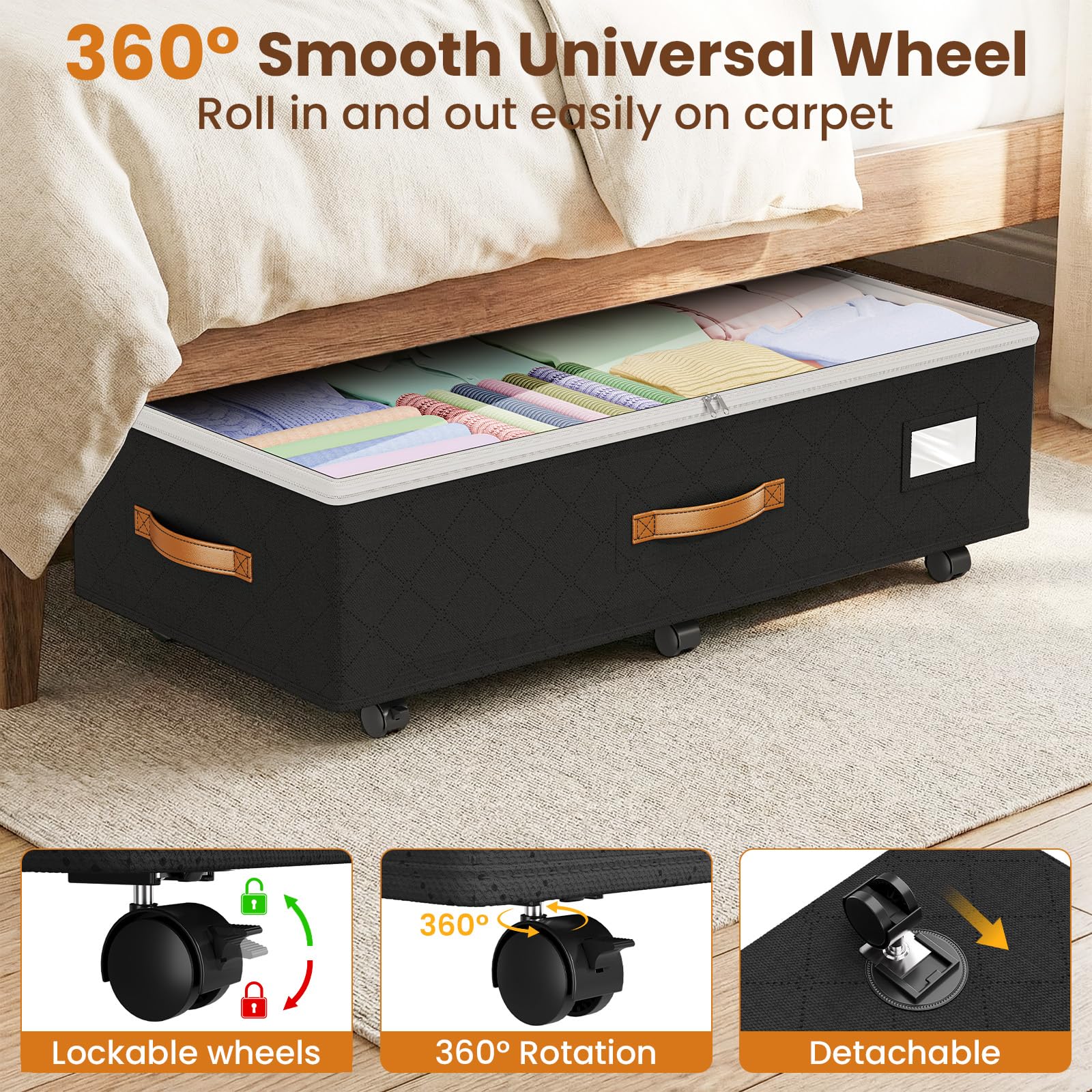 Budding Joy expandable 80L container saves space with height-adjustable design.