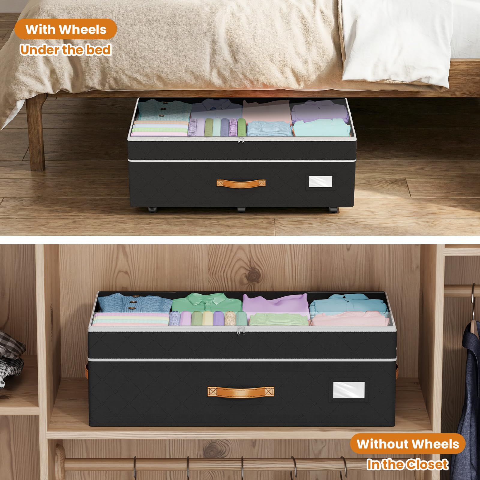 Budding Joy heavy-duty non-woven fabric resists tears and water for long-lasting storage.