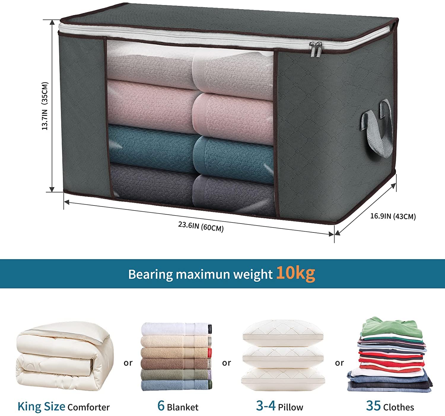 Budding Joy foldable storage bags demonstrate collapsible design for under-bed use