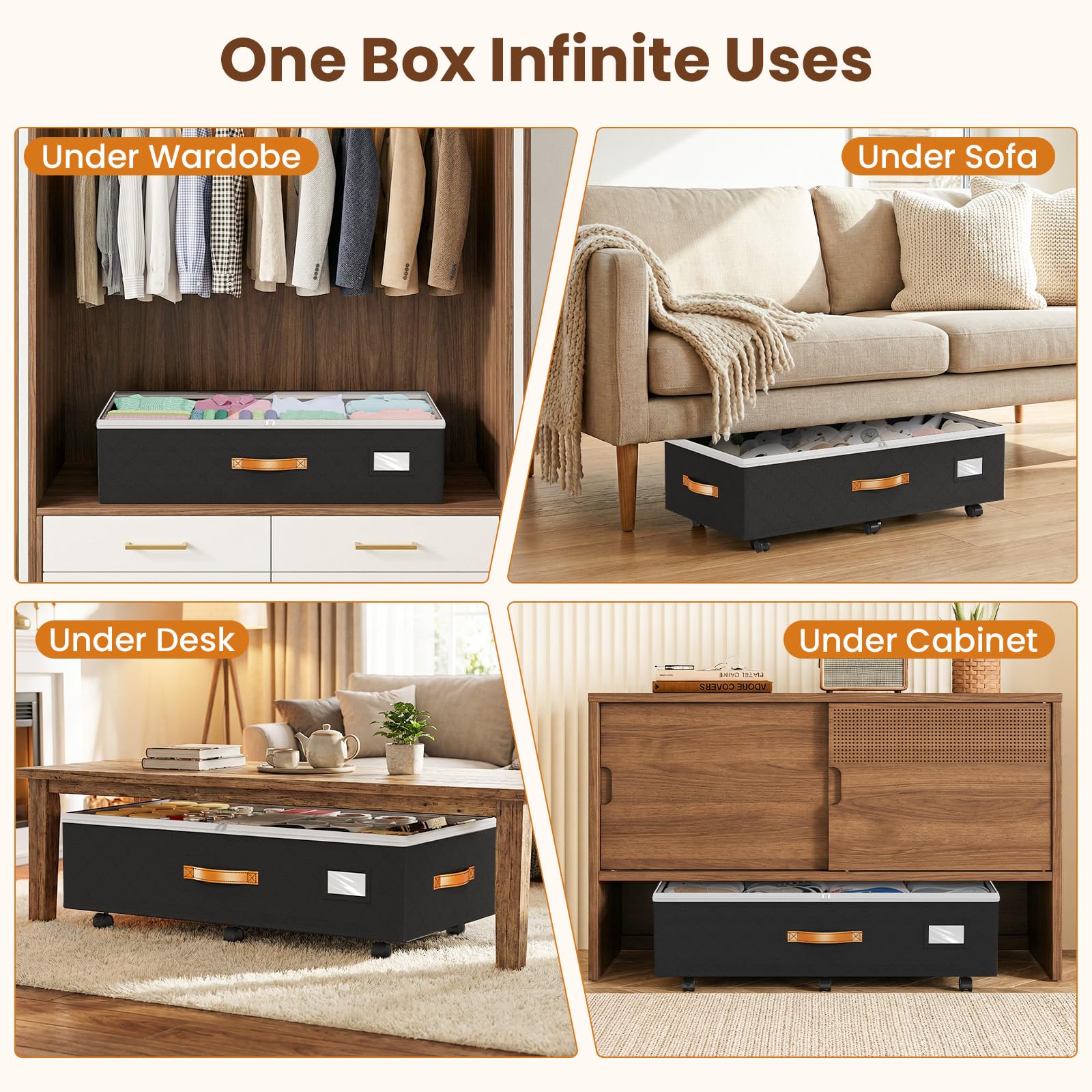 Budding Joy leather handles and reinforced bottom board support heavier items.