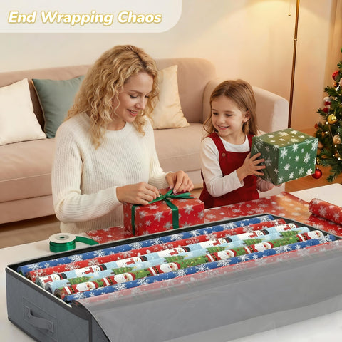 Reinforced handles on Budding Joy under-bed bag for easy sliding.