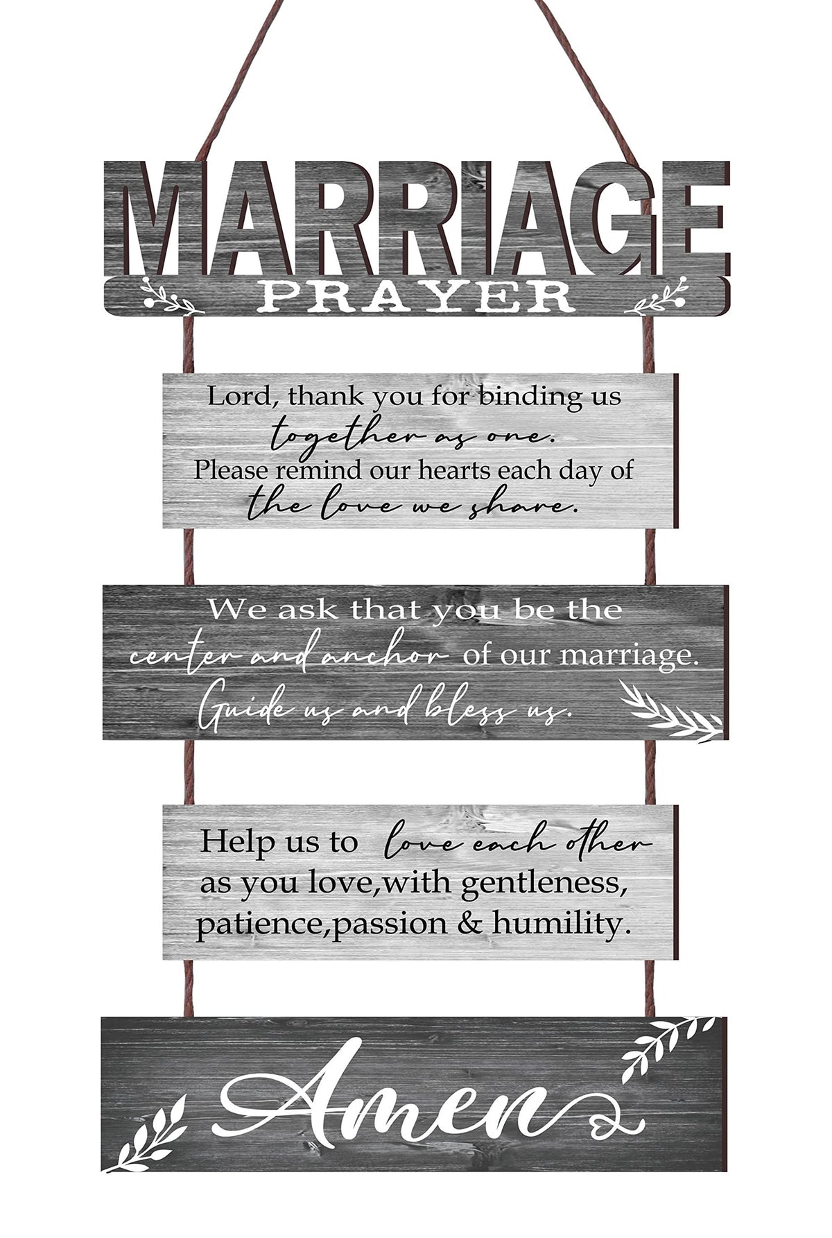Buecasa Marriage rustic sign front view for elegant wall decor