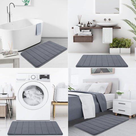 Mat placed in front of shower for comfort and moisture absorption by Buganda.