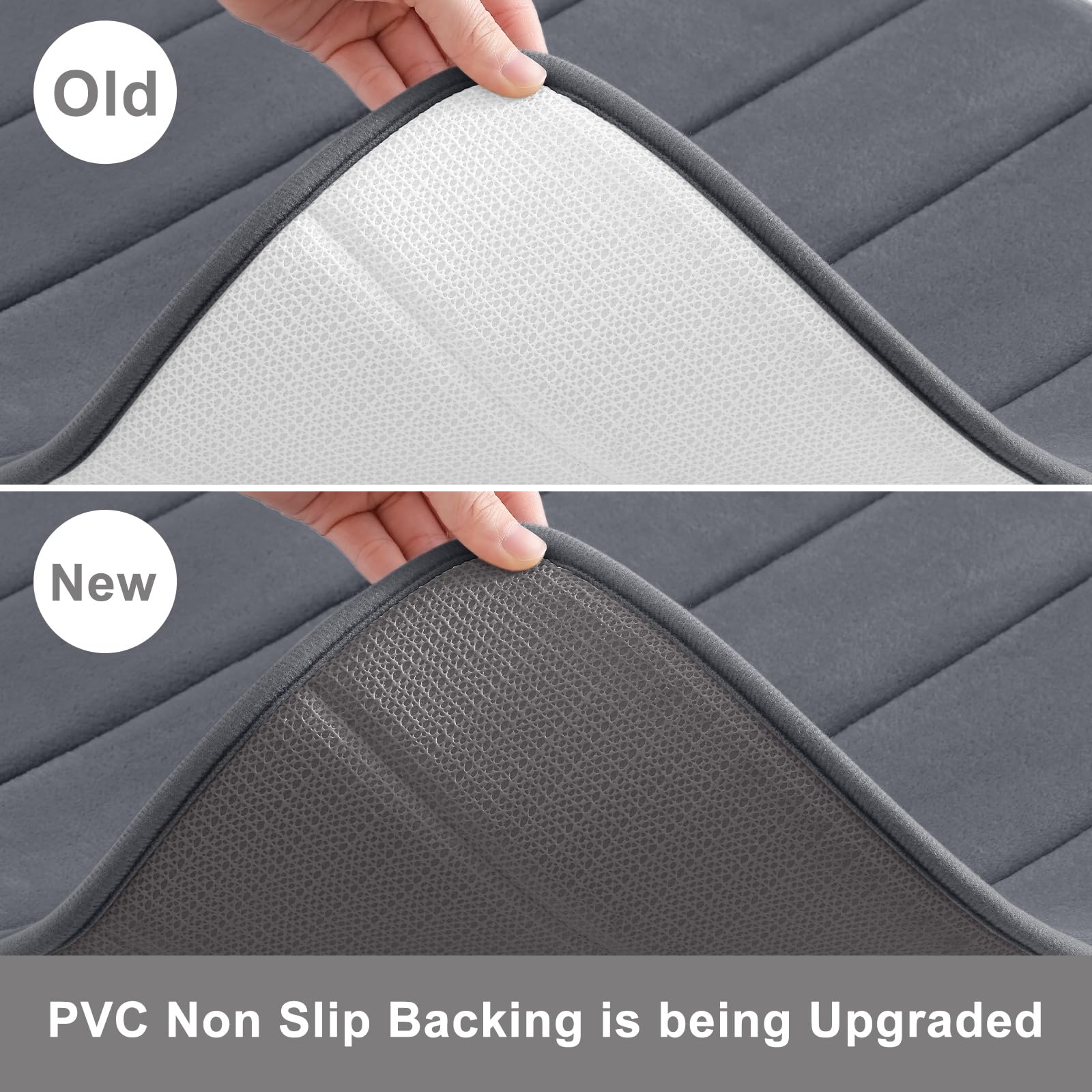 Dark grey Buganda bath mat close-up highlighting ultra-soft microfiber texture.