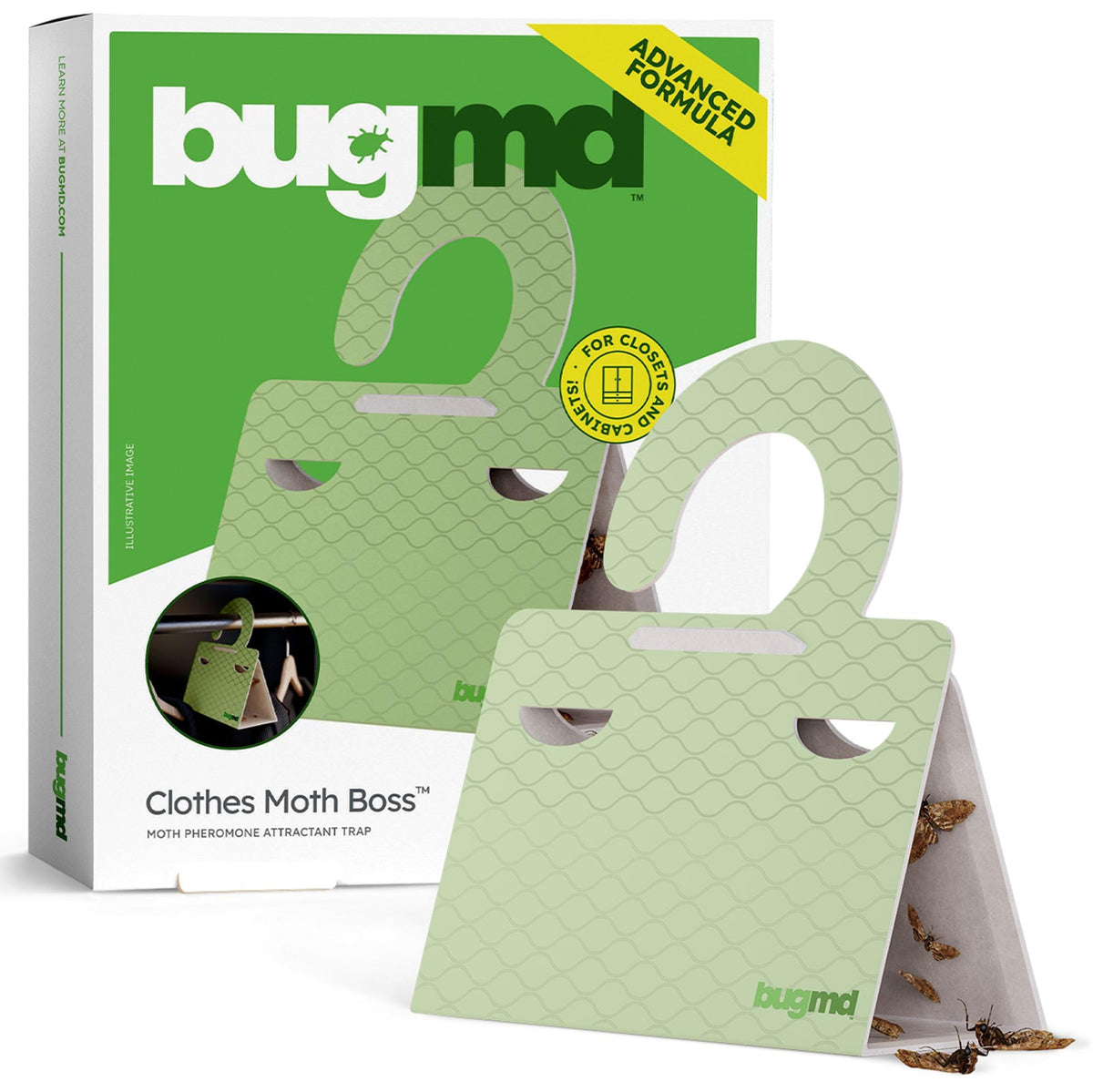 BugMD clothes moth trap sticky board for closet control.