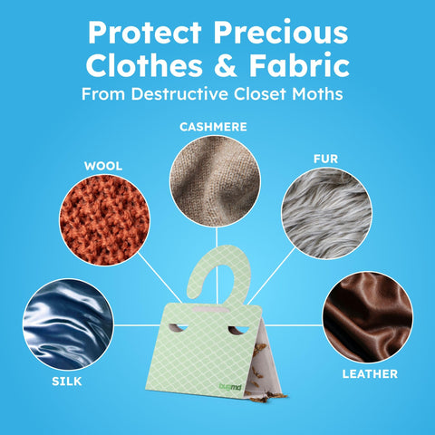 BugMD green adhesive traps discreetly integrate with closet décor while remaining active.