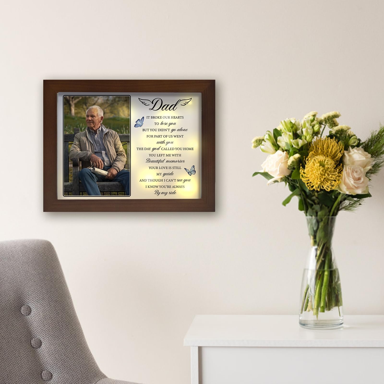Buioata memorial shadow box features an inscribed comforting message.