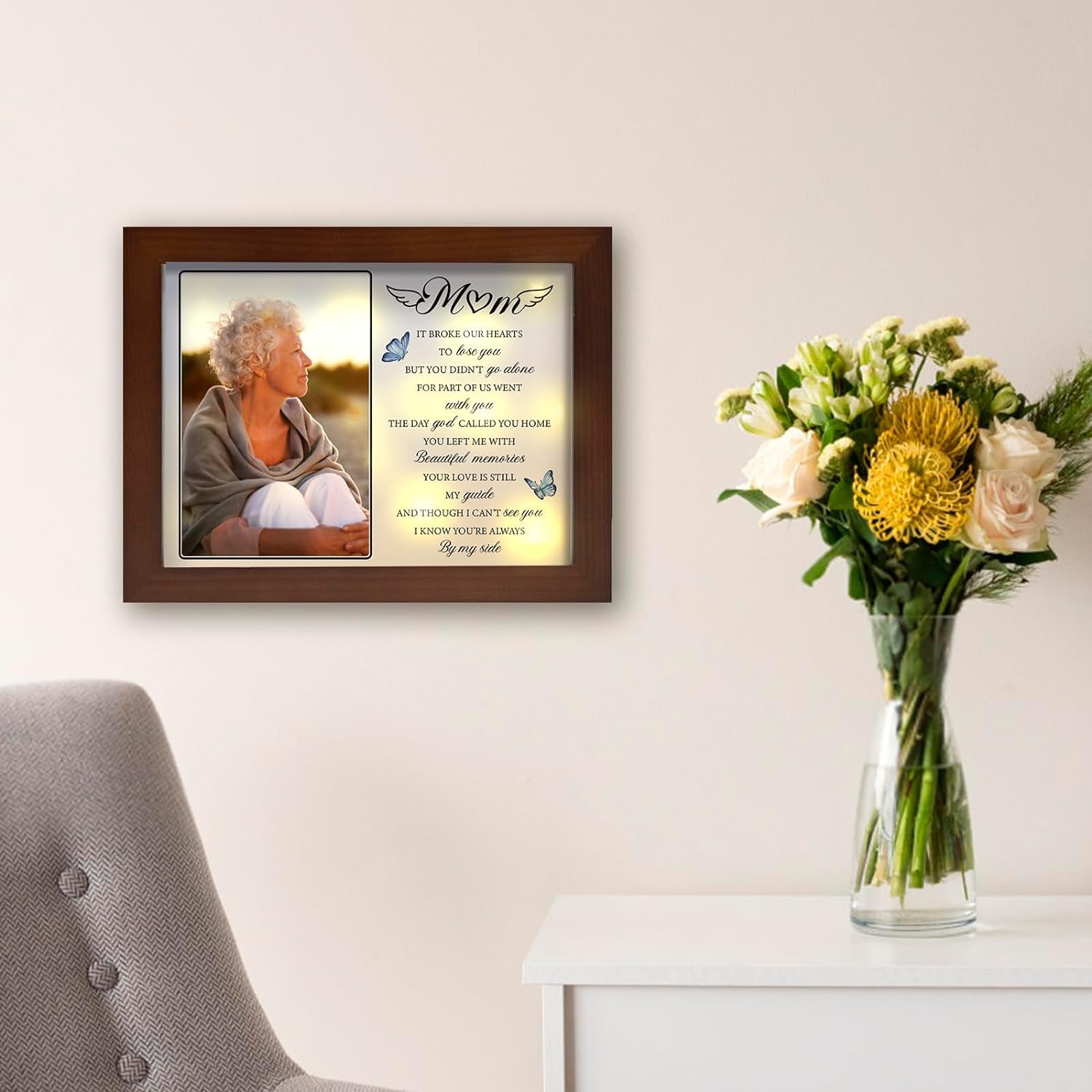 Buioata wall-mount shadow box for easy memorial display.