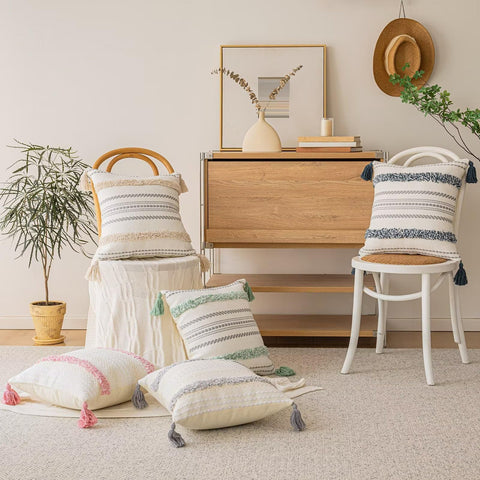 BUIOVBEY set of 2 pillow covers ready for gifting or shelf display.