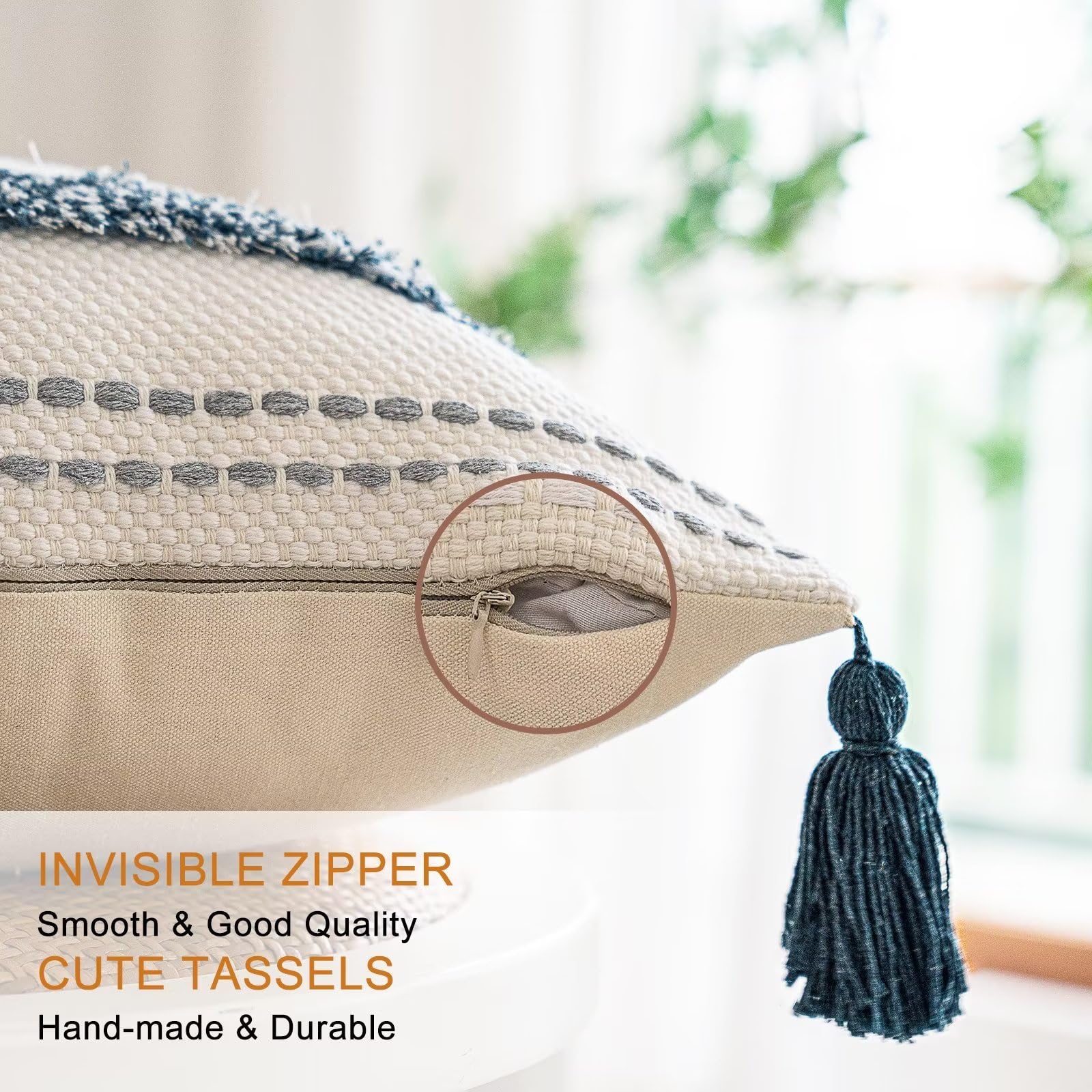 BUIOVBEY center rope pattern pillow cover with premium weave