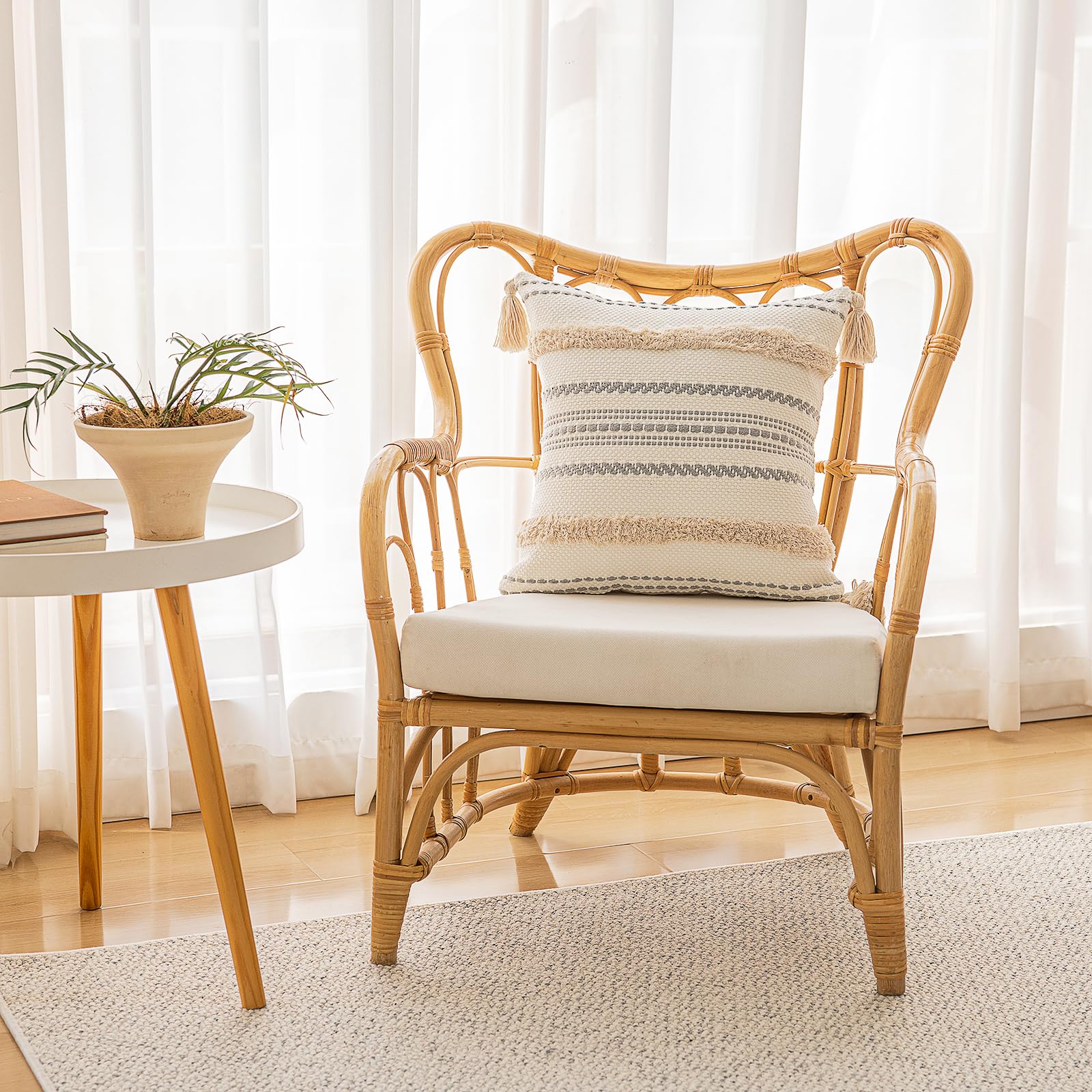 BUIOVBEY neutral khaki pillow cover blends with boho, Nordic, and farmhouse styles