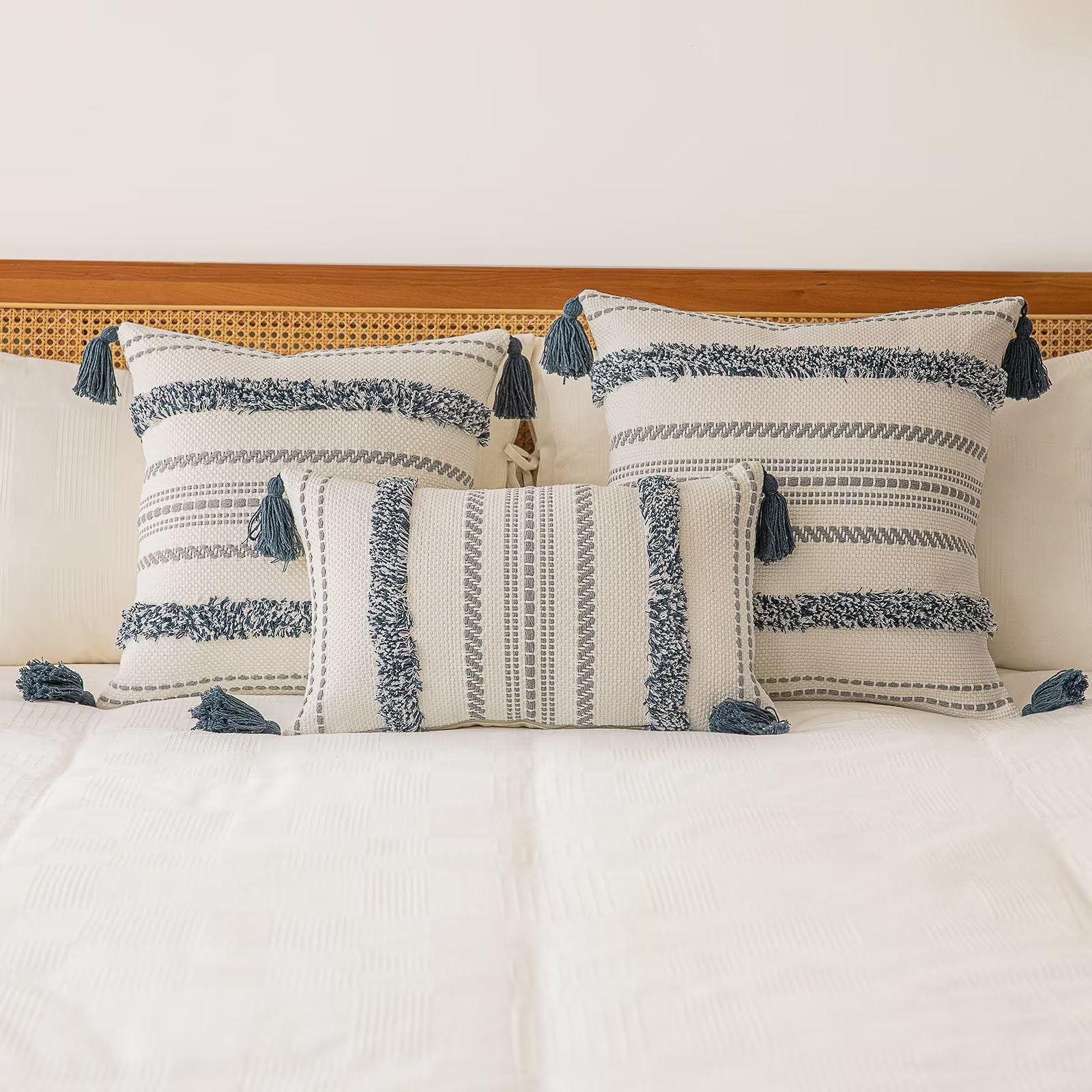 BUIOVBEY soft tufted pillow cover on neutral front