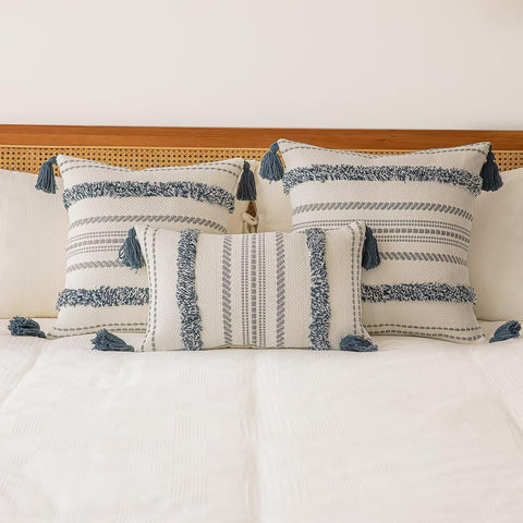 BUIOVBEY soft tufted pillow cover on neutral front