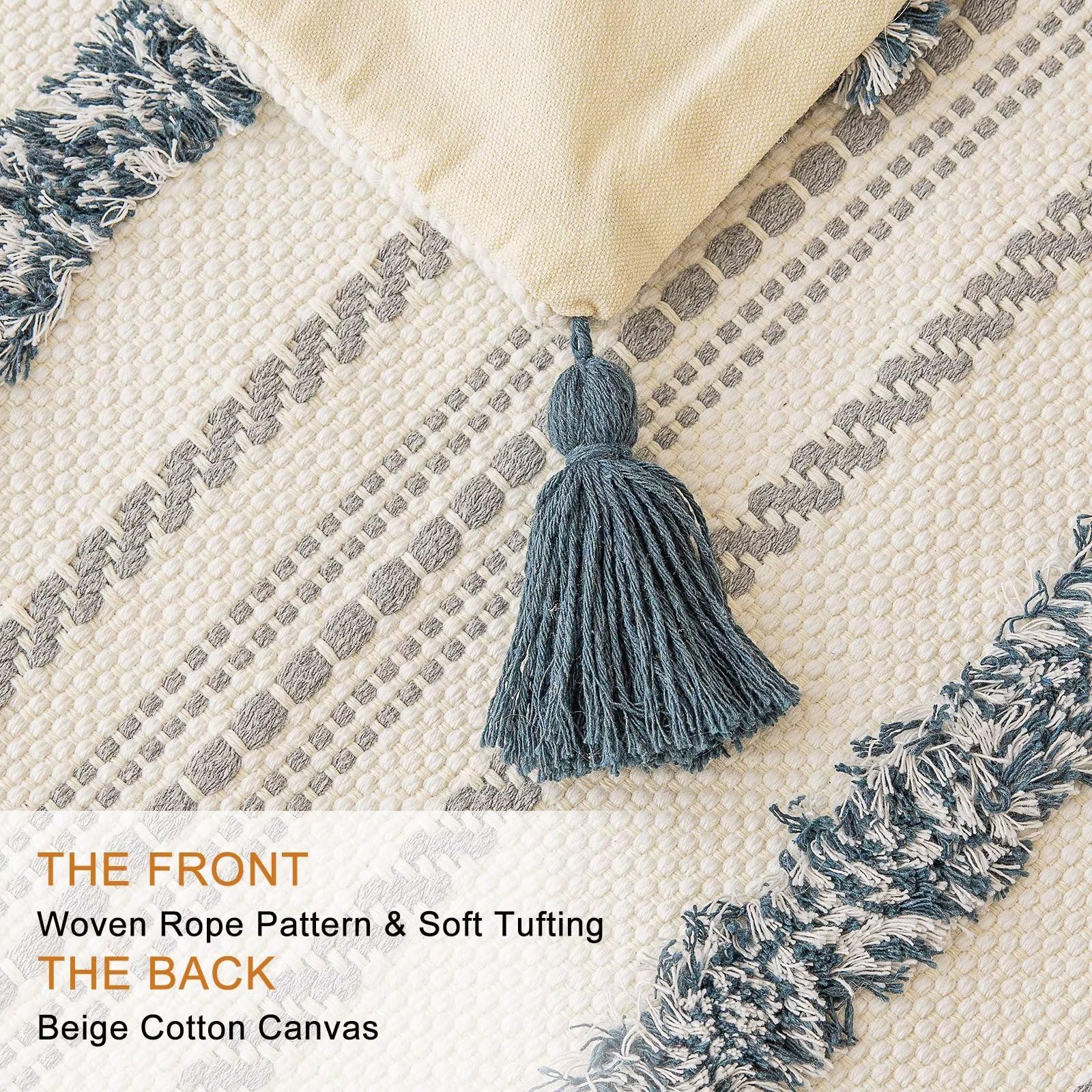 BUIOVBEY textured stripe front pillow cover showing soft tufting