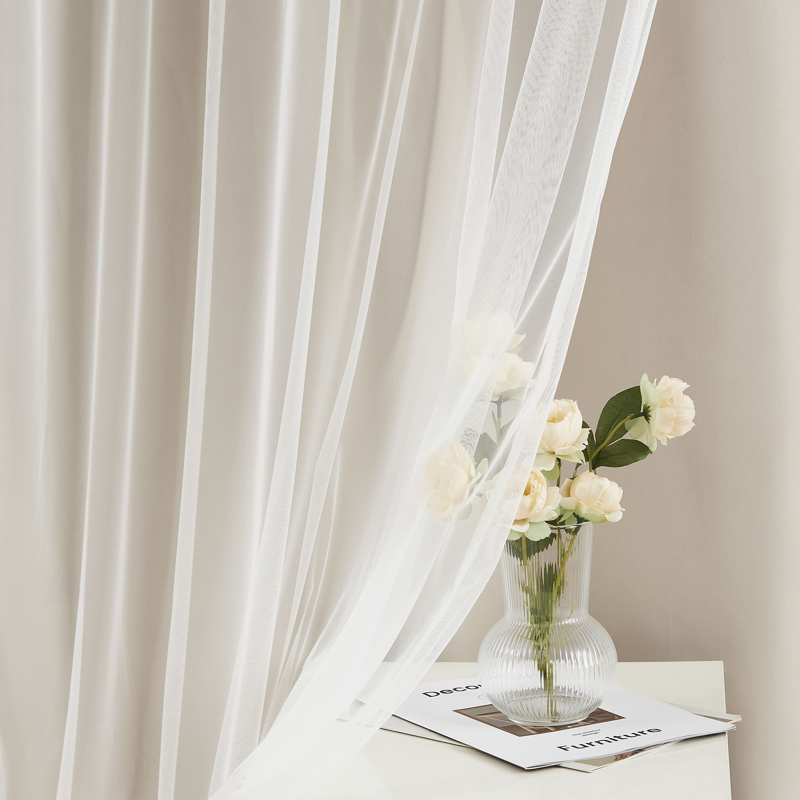 Bujasso beige blackout panels diffuse light while preserving privacy in bedrooms.