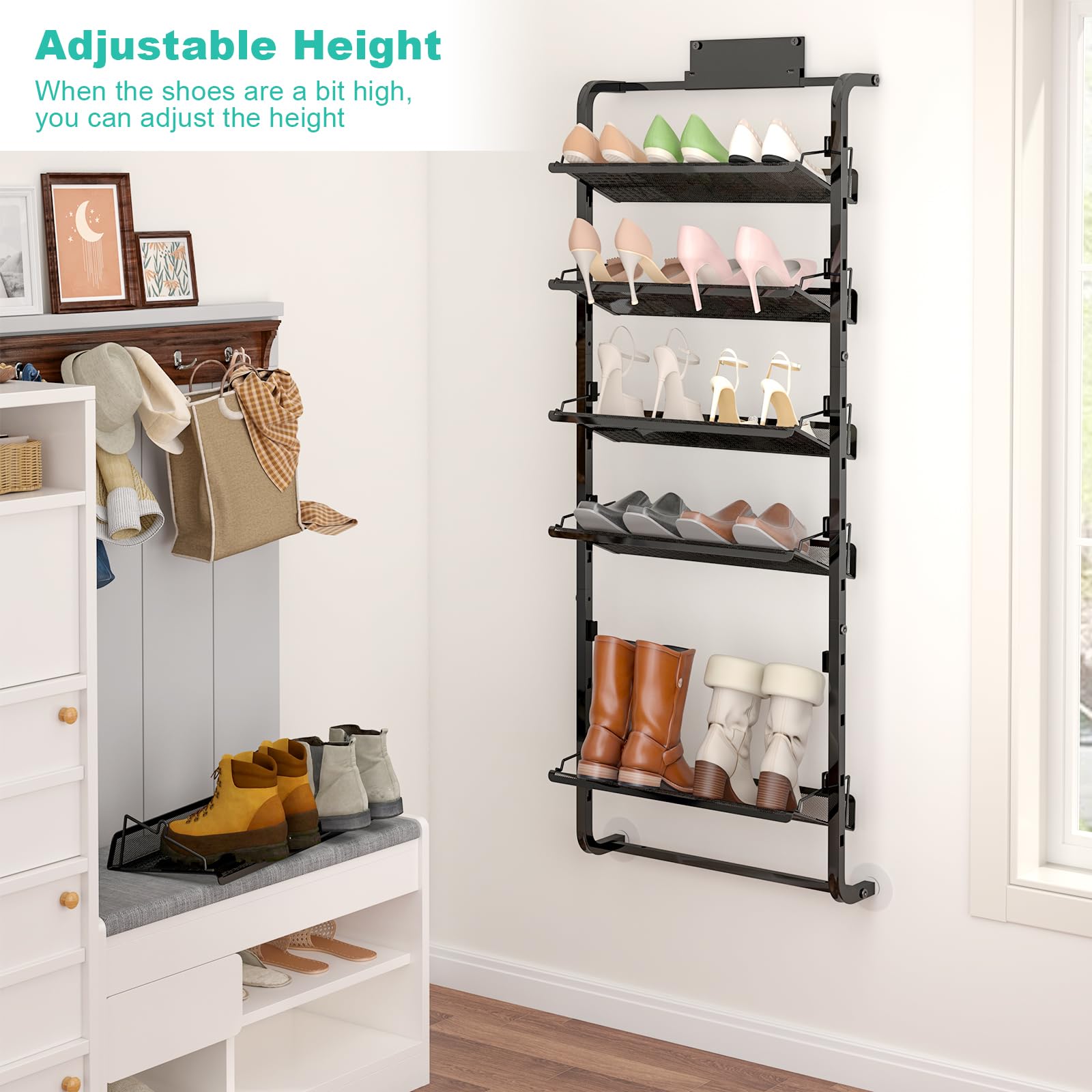 BUKFEN behind-door rack recovers floor space in bedrooms and entryways.