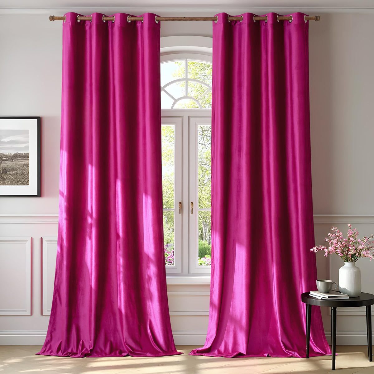 BULBUL Velvet Curtains in a living room panel setup showcase elegant drape and easy hanging