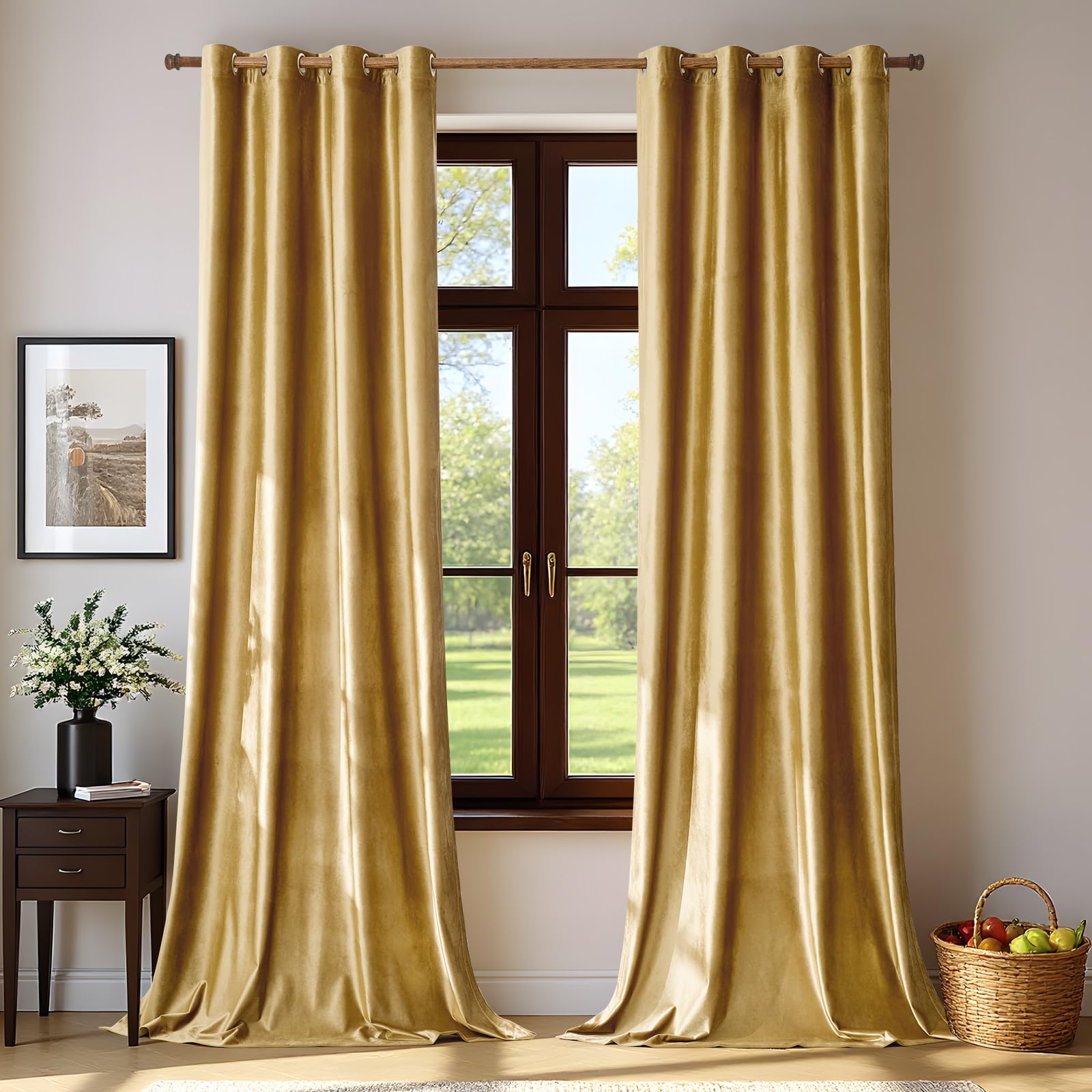 BULBUL Velvet Gold Curtains packaged for quick setup and upgrade
