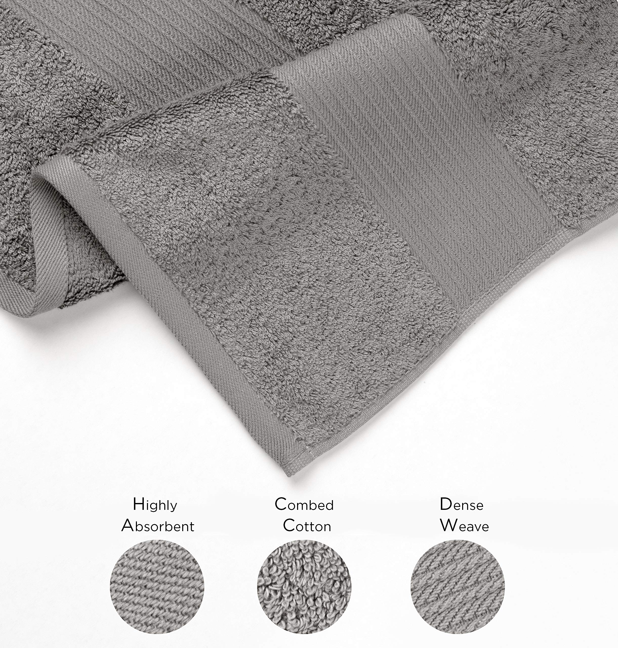 Soft gray Bumble Towels hanging in a bright bathroom