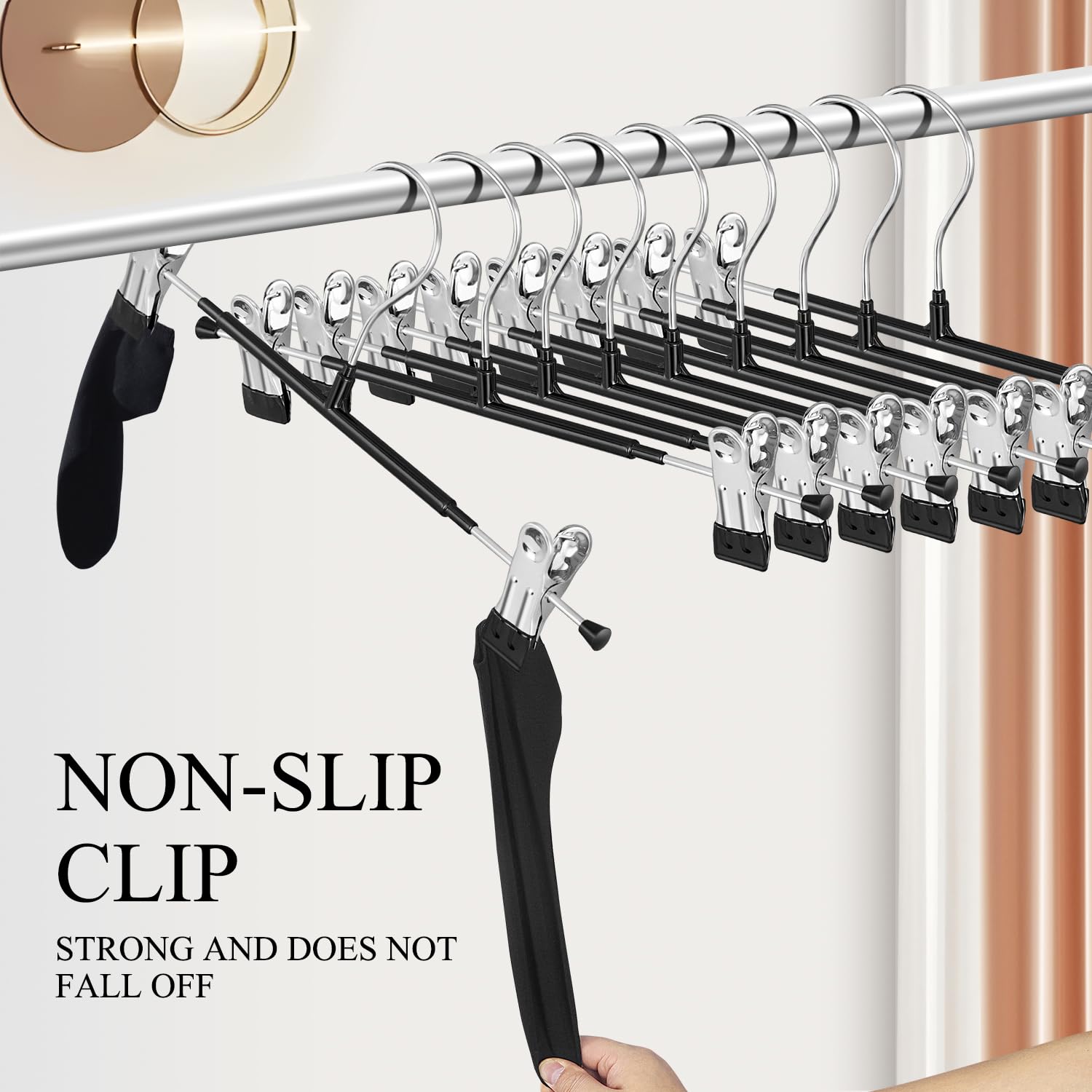 BUMODEL space-saving hanger set in a tidy closet