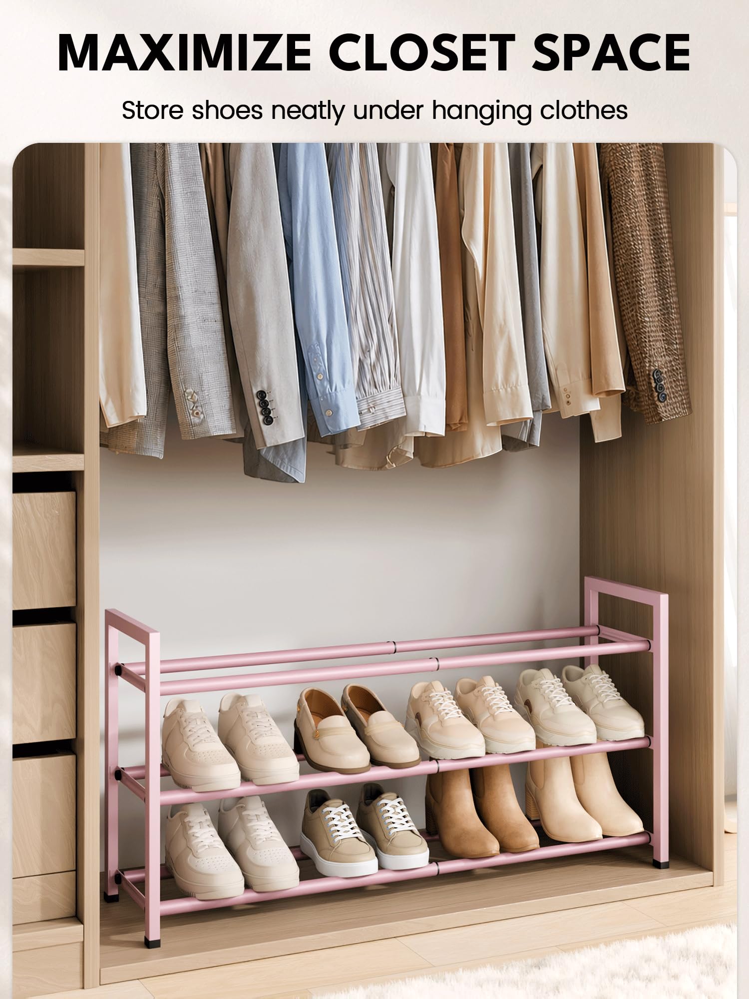 Bumusty rack placed at the entryway for easy, reachable shoe storage.