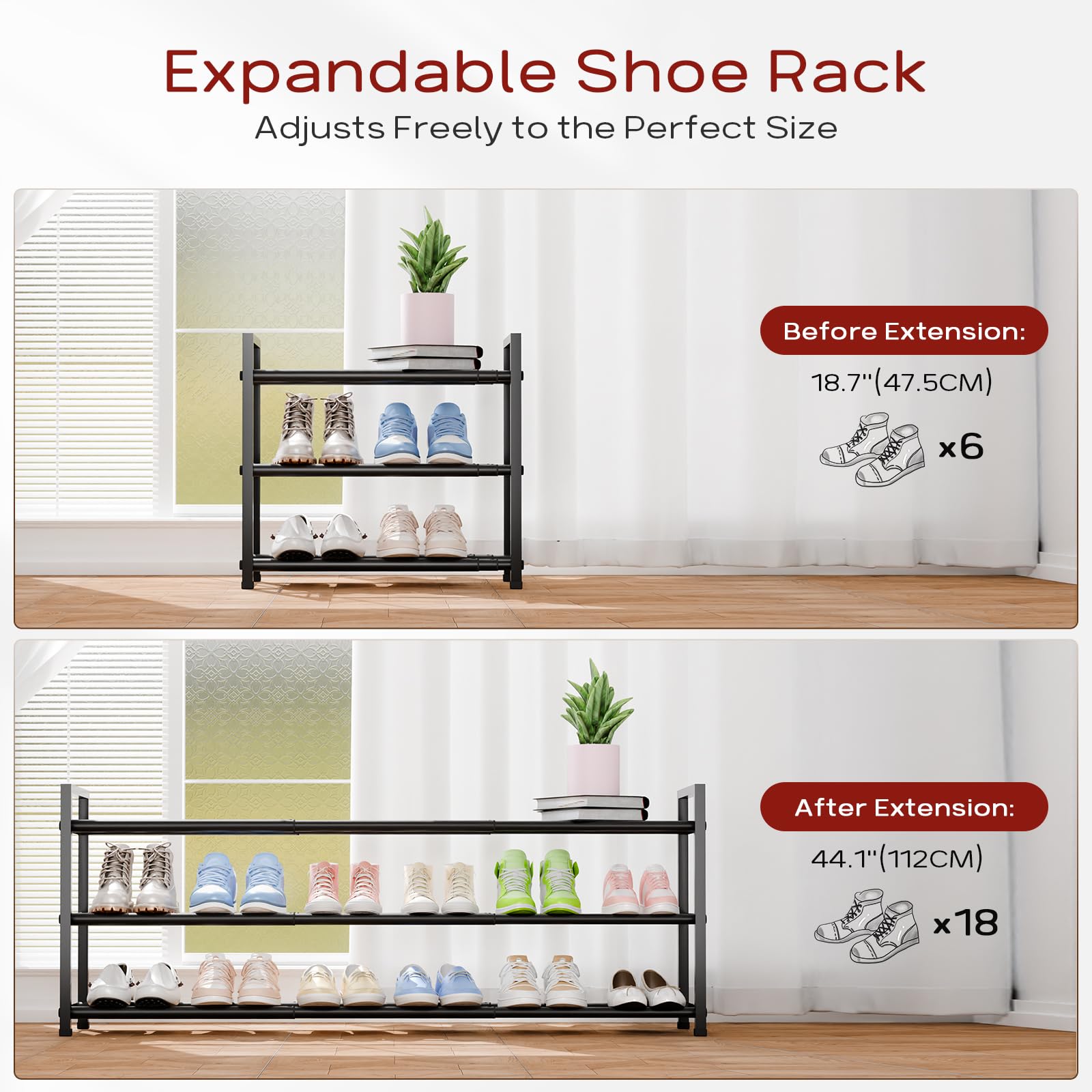 Bumusty 3-tier rack with sturdy metal tubes supports over 20 lbs per tier.